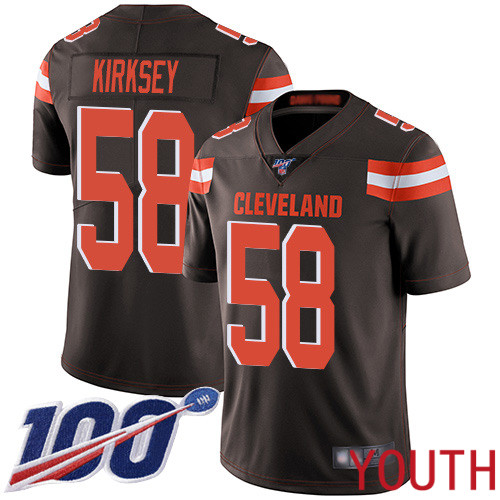 Cleveland Browns Christian Kirksey Youth Brown Limited Jersey 58 NFL Football Home 100th Season Vapor Untouchable